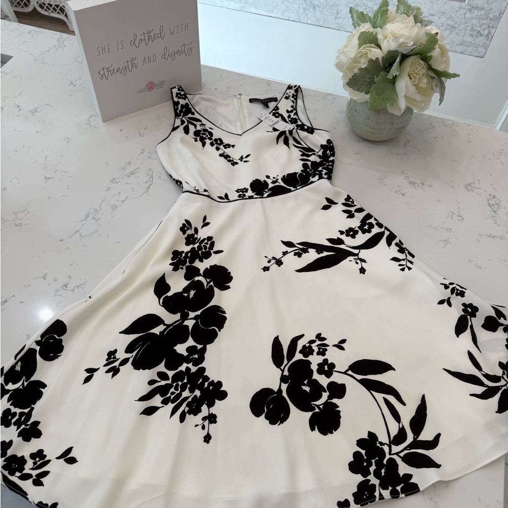 White House Black Market Black Floral Midi Dress